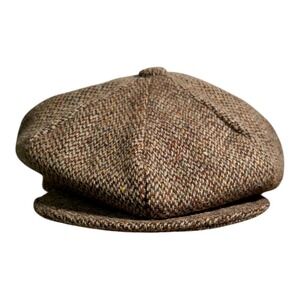 Jonathan Richard Men's Irish Motoring Newsboy Flat Cap Wool Tweed Brown 7 1/2